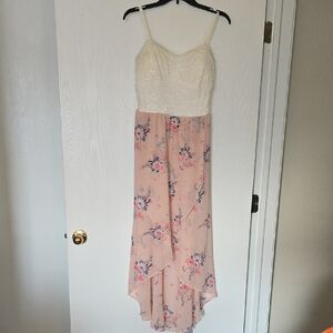 Lily Rose Pink and Cream Floral High Low Dress
